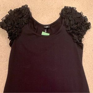 New w/ tags - black H&M dress, ruffle sleeves, size large